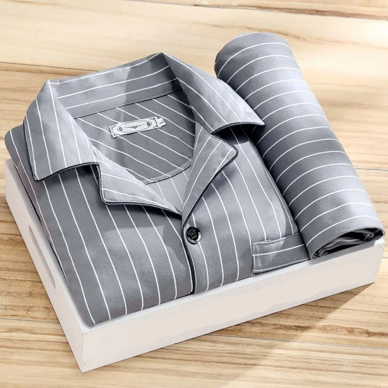 Conjunto de Pijama de Dos Piezas de Hombre - Frente Abotonado y Cintura con Cordón