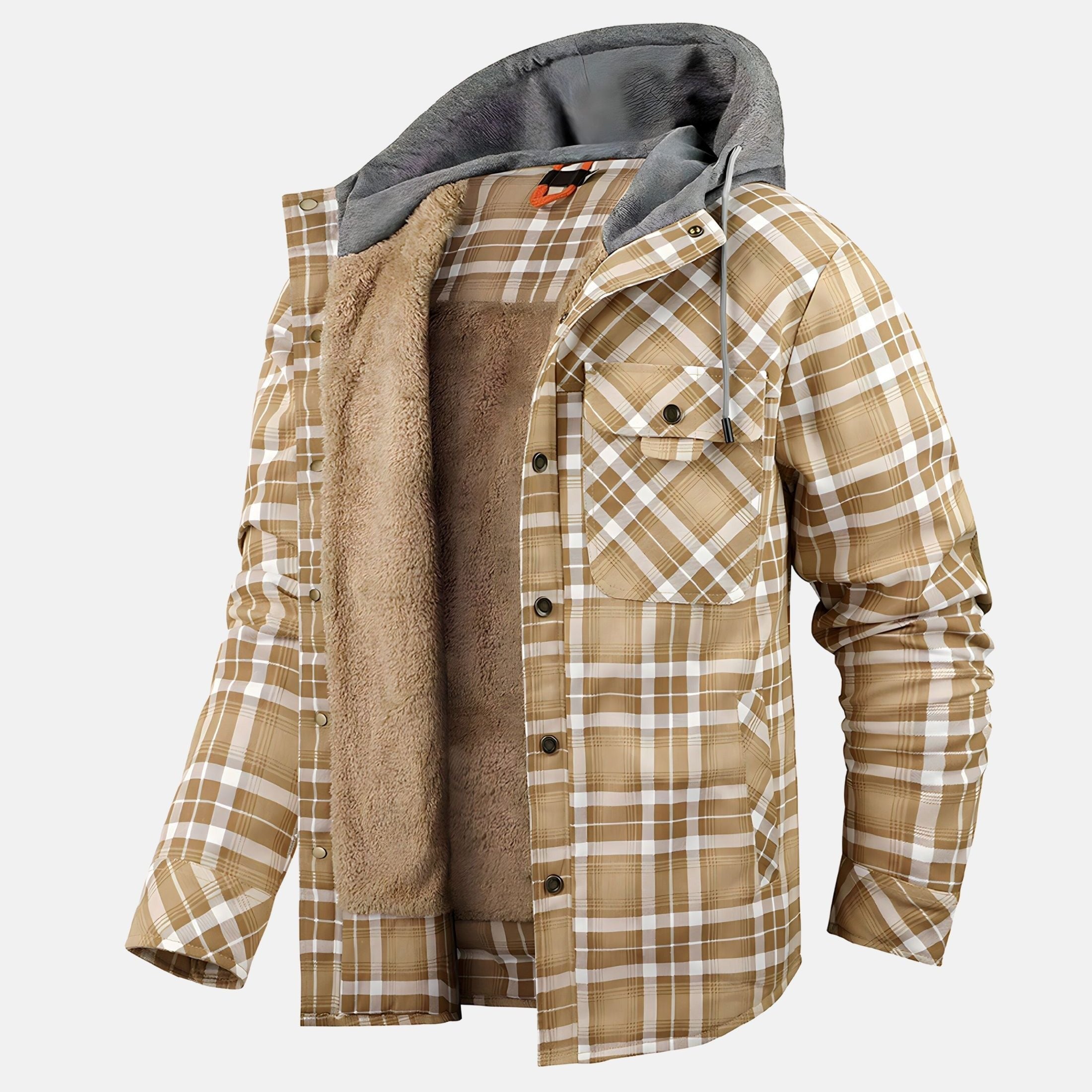 Giacca a Quadri da Uomo - Design con Cappuccio e Interno Isolato