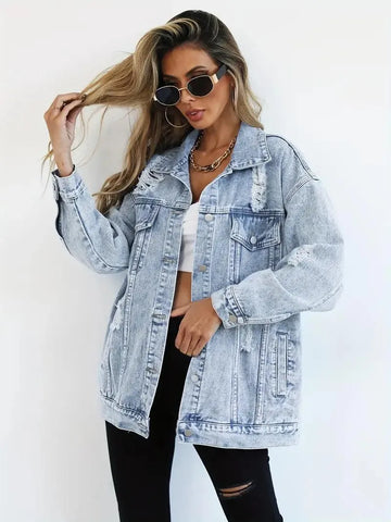 Giacca di Jeans Donna Vestibilità Ampia - Versatile ed Elegante