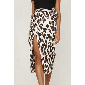 Gonna Midi Donna Stampa Leopardata con Spacco - Leggera & di Tendenza