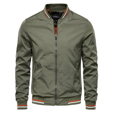 Giacca Bomber da Uomo - Cerniera Completa con Bordo a Costine a Strisce