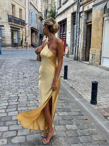 Elegante Abito Schiena Scoperta con Spacco per Donna