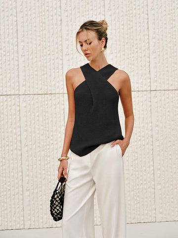 Canotta Donna Halter con Collo Incrociato - Stile Estivo Versatile