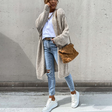 Cardigan Donna Lavorato a Maglia Ampia - Classico, Comodo e Versatile