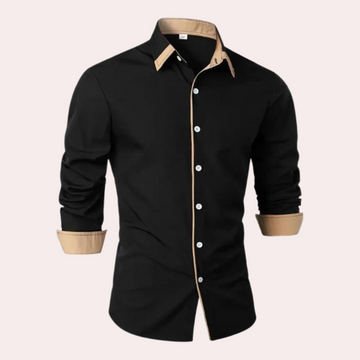 Camisa de Hombre con Botones - con Cuello y Puños a Bloques de Color