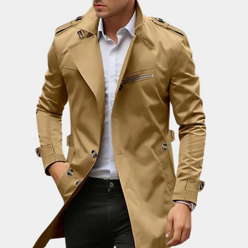 Trench Uomo Elegante Slim Fit - Dettaglio Fodera A Quadri