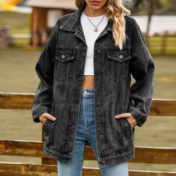 Giacca di Jeans Donna Elegante - Chiusura con Bottoni Versatile
