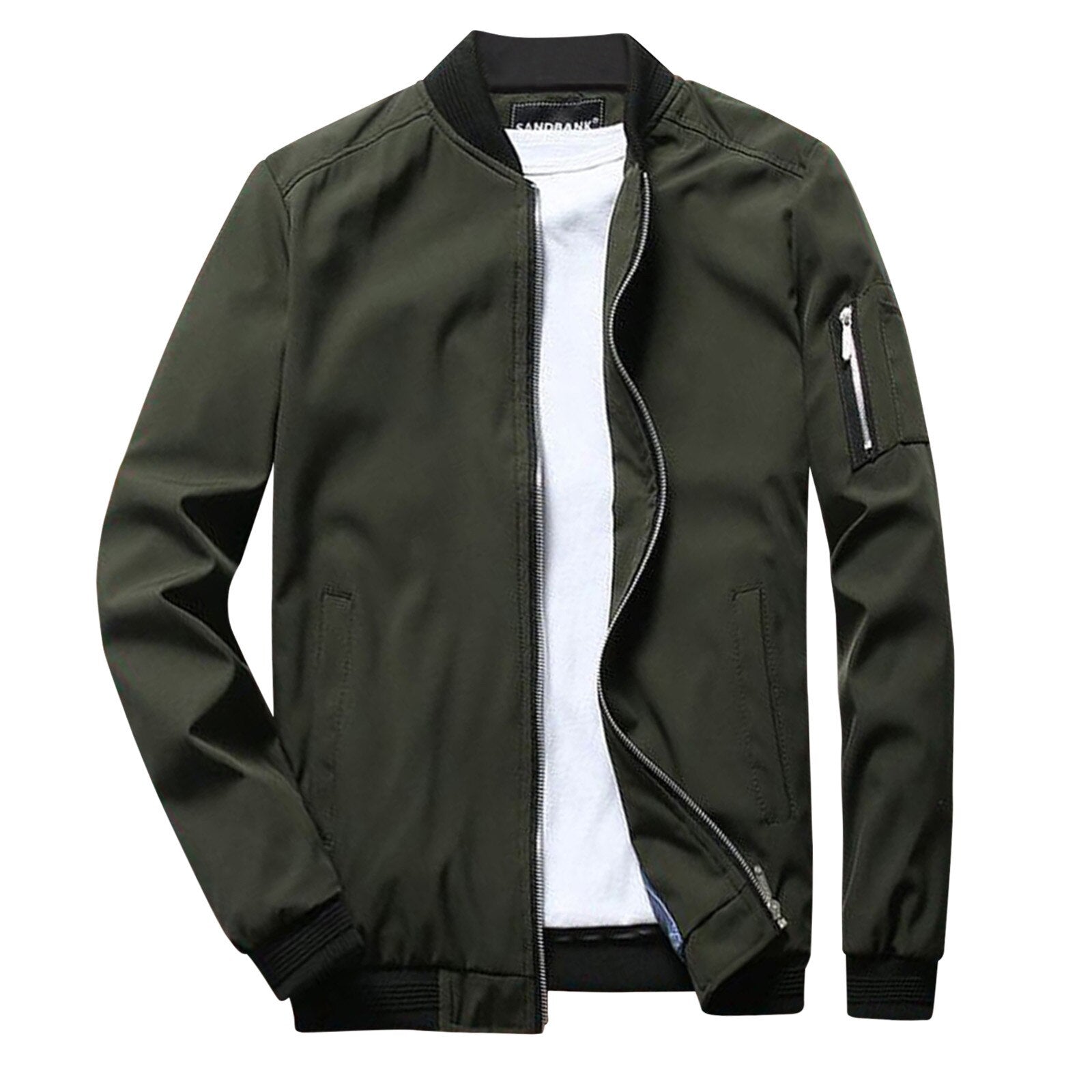 Giacca Bomber da Uomo con Cerniera Completa - Bordo a Costine e Tasca sulla Manica