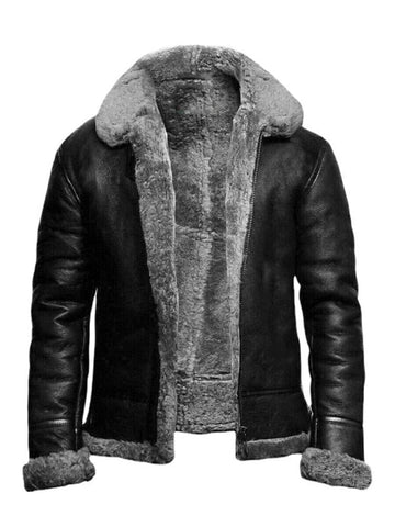 Chaqueta de piel para hombre - estilo aviador con forro aislante