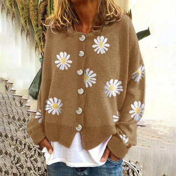Cardigan Donna Lavorato a Maglia Floreale - Elegante, Comodo e Versatile