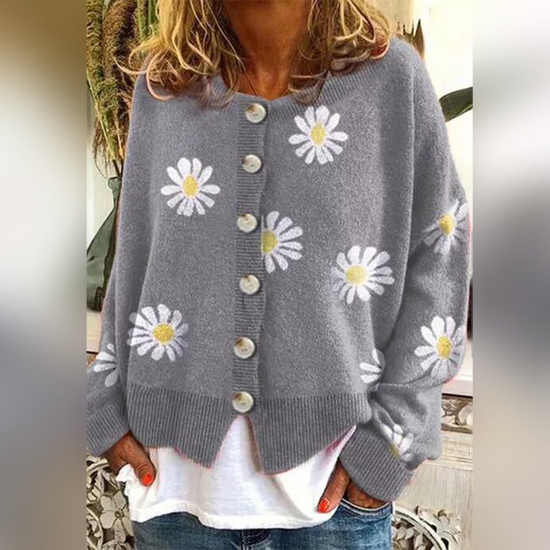 Cardigan Donna Lavorato a Maglia Floreale - Elegante, Comodo e Versatile