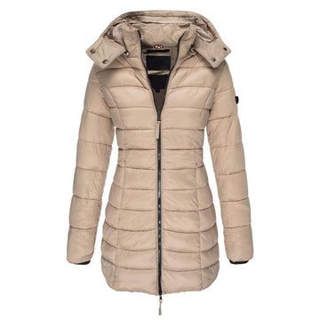 Chaqueta larga acolchada para mujer - Con capucha y cremallera integral