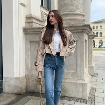 Trench Coat Corto Donna - Doppio Petto Cinturato