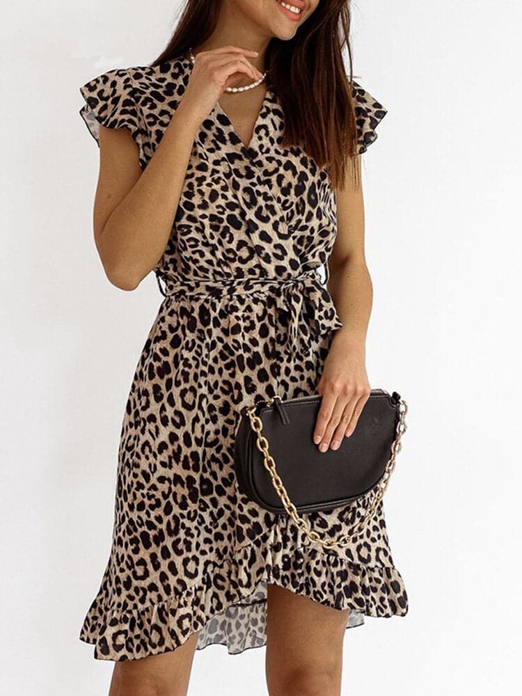 Miniabito Donna Trendy Stampa Leopardata - Fasciante e di Stile