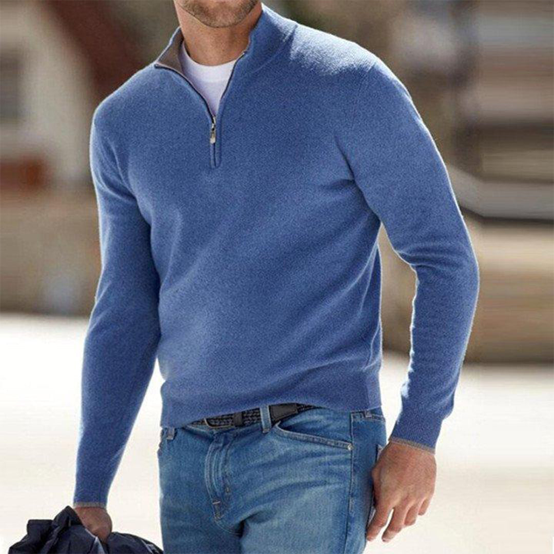 Maglione da Uomo con Cerniera Corta - Collo Alto