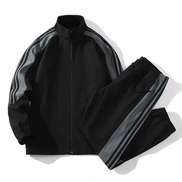 Completo da Uomo a Due Pezzi - Giacca con Cerniera e Pantaloni con Strisce su Spalle e Fianchi