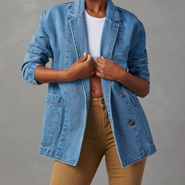 Giacca di Jeans Donna Leggera Blu - Vestibilità Ampia di Tendenza