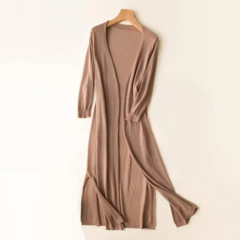 Cardigan Lungo Leggero da Donna – Strato Esterno Traspirante