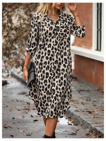 Abito Donna Stampa Leopardata Abbottonato - Stiloso e Versatile
