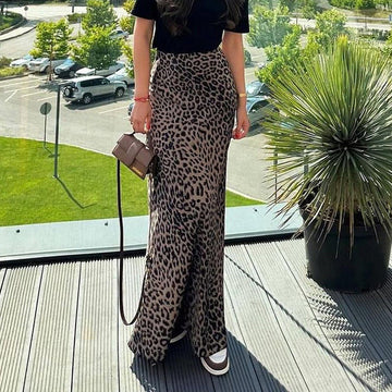 Gonna Donna Vita Alta Stampa Leopardata - Elegante & Versatile