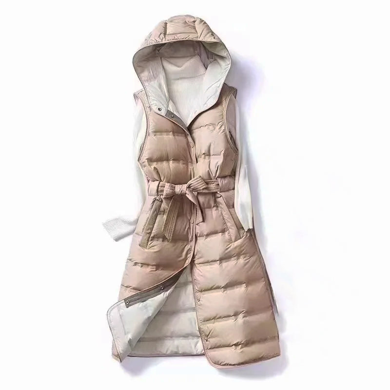 Gilet Lungo da Donna - Con Cappuccio e Cintura