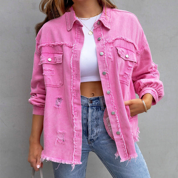 Giacca di Jeans Donna Vibrante - Vestibilità Rilassata Effetto Usurato