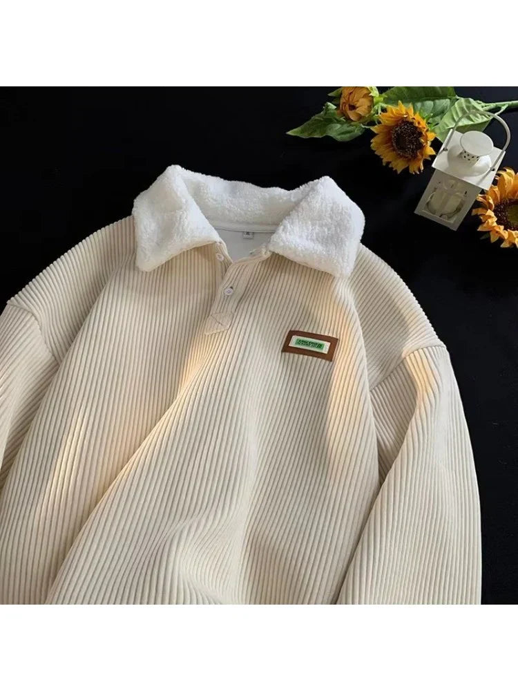 Maglione da Uomo Stile Polo - Con Lavorazione a Coste e Colletto a Contrasto
