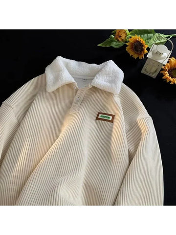 Maglione da Uomo Stile Polo - Con Lavorazione a Coste e Colletto a Contrasto