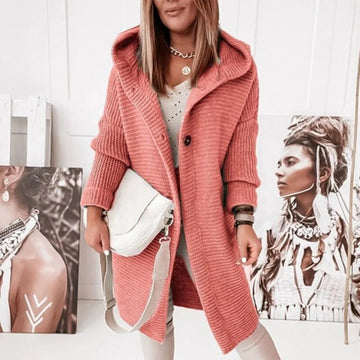 Cardigan Donna Lavorato a Maglia con Cappuccio - Morbido, Elegante e Versatile