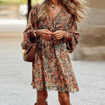 Mini Abito Elegante Marrone per Donna