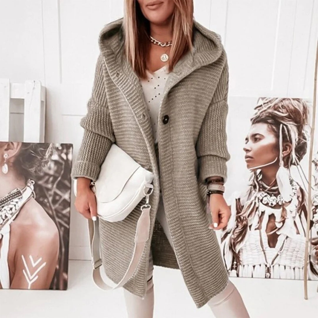 Cardigan Donna Lavorato a Maglia con Cappuccio - Morbido, Elegante e Versatile