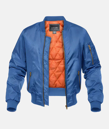 Giacca Bomber da Uomo – Fodera Arancione Trapuntata con Tasca sulla Manica