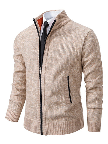 Cárdigan para Hombre con Cremallera Completa - Cuello Alto y Tejido Texturizado