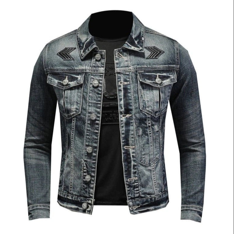 Giacca da uomo in denim nero - Stile classico lavato