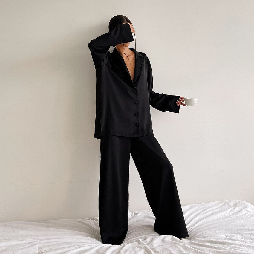 Conjunto de pijama para mujer - Dos piezas y pierna ancha