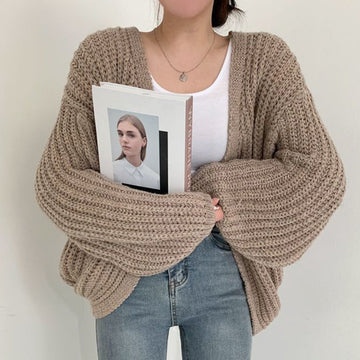 Cardigan da Donna Lavorato a Maglia Grosso Oversize - Design Aperto sul Davanti