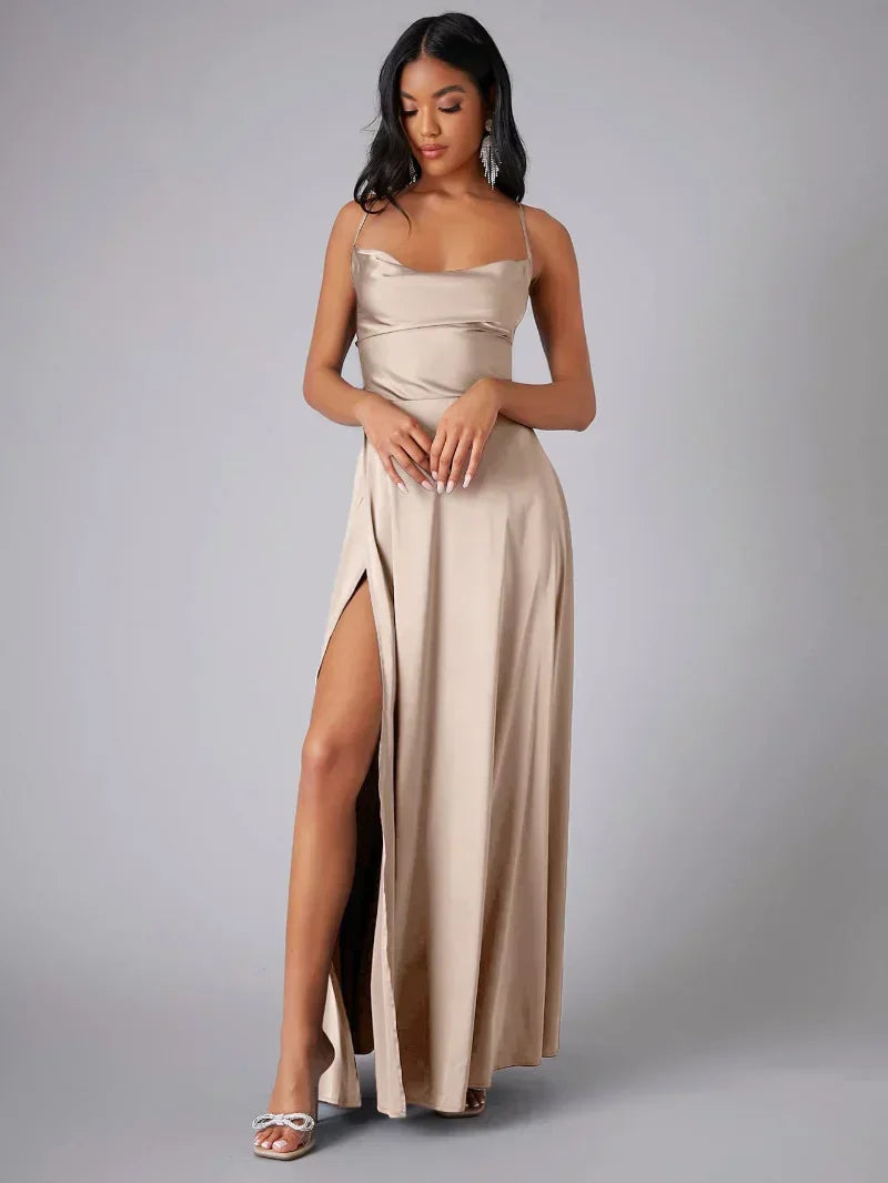 Abito Lungo Formale Donna - Schiena Incrociata Abito Sera Elegante