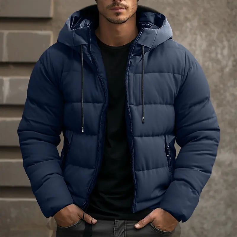 Giacca Puffer da Uomo con Cappuccio - Con Cerniera a Tutta Lunghezza e Tasche Laterali con Cerniera