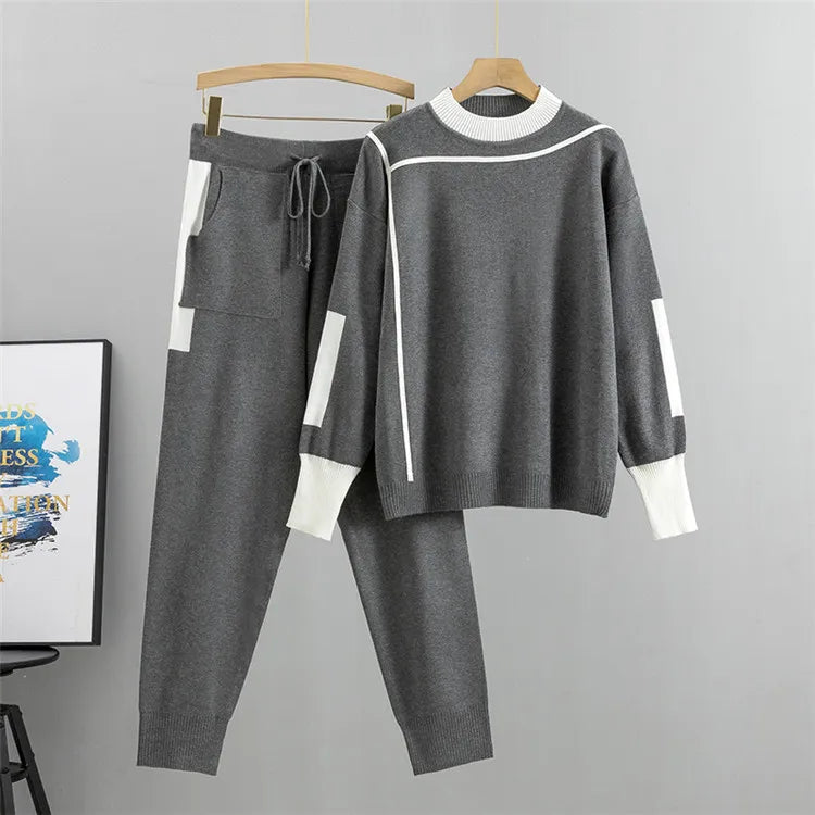 Completo de Casa para Mujer - Camiseta y Pantalones con Detalles en Contraste