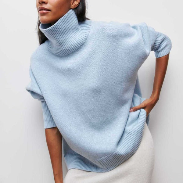 Suéter de Cuello Alto para Mujer - Con Puños y Cuello de Canalé