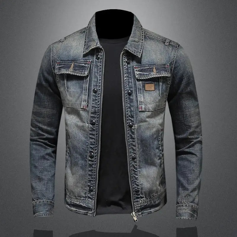 Giacca di Jeans Uomo Vintage Grigia - Abbigliamento Esterno Duraturo Senza Tempo