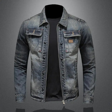 Giacca di Jeans Uomo Vintage Grigia - Abbigliamento Esterno Duraturo Senza Tempo