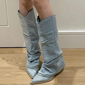 Stivali Eleganti al Ginocchio Azzurro Chiaro per Donna | Hailey