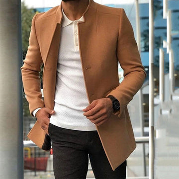 Cappotto da Uomo con Colletto a Fascetta - Chiusura a Petto Singolo