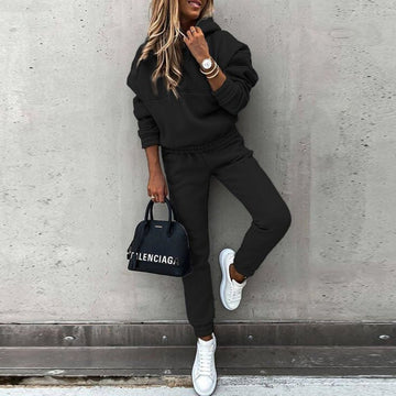 Conjunto con sudadera para mujer - Top con capucha y pantalones con elástico en la cintura