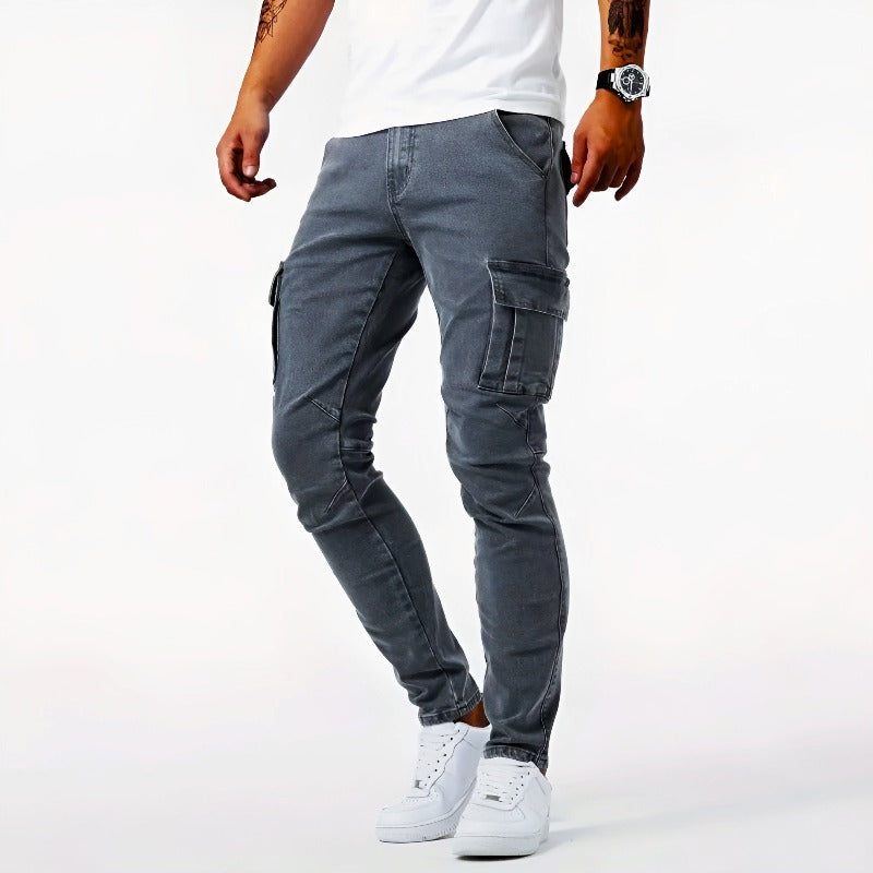 Pantalones Cargo para Hombre Slim Fit - Con Bolsillos Laterales con Solapa