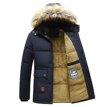 Parka largo para hombre - diseño de plumón con capucha