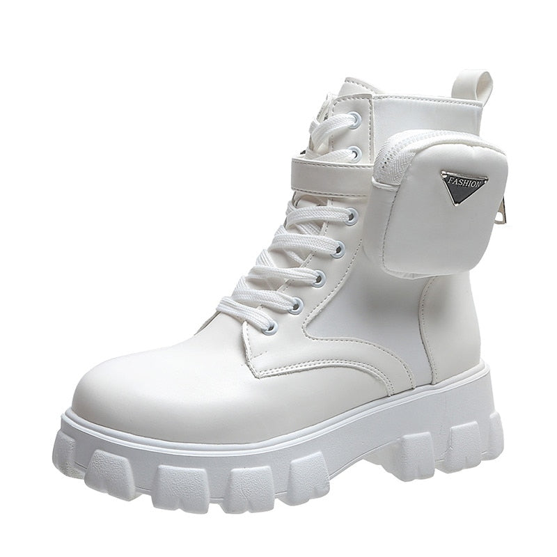 Stivali Combat Platform da Donna - Allacciatura e Marsupio Rimovibile