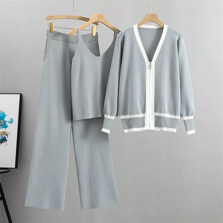 Elegante Completo da Casa in Maglia a 3 Pezzi da Donna - Completo Coordinato Chic