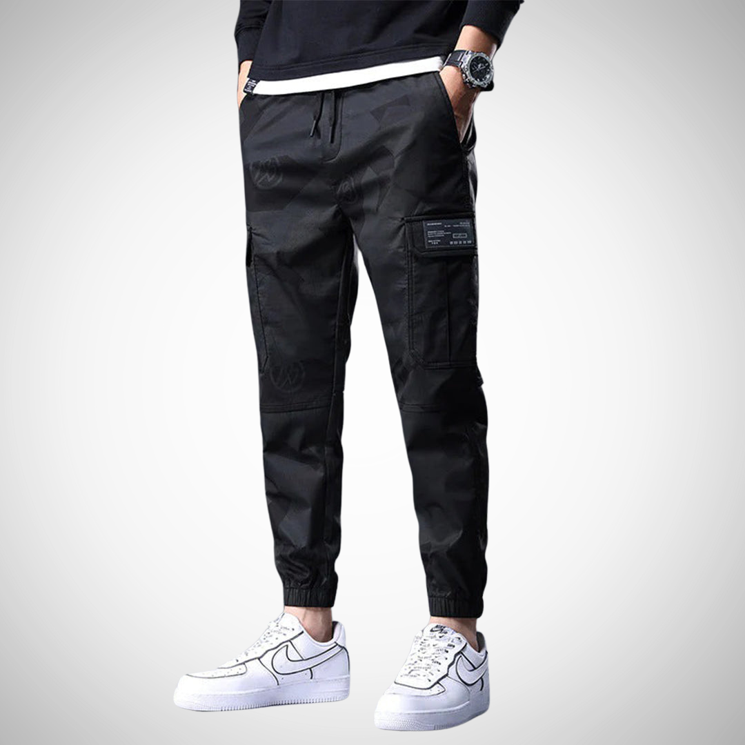 Pantaloni Cargo da Uomo - Stampa Camouflage e Polsini Elasticizzati